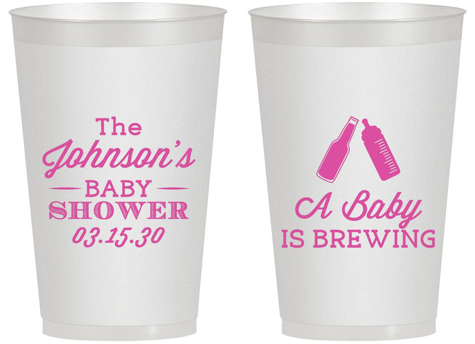 Personalized Baby Shower 14 oz Frosted Cups - Baby Is Brewing | 90116