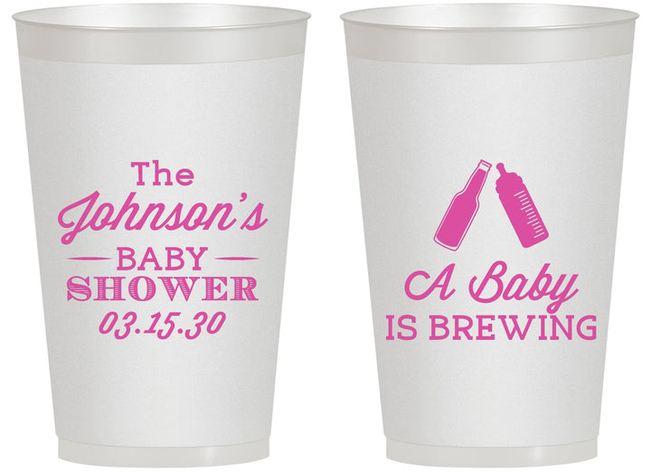 Personalized Baby Shower 14 oz Frosted Cups - Baby Is Brewing | 90116