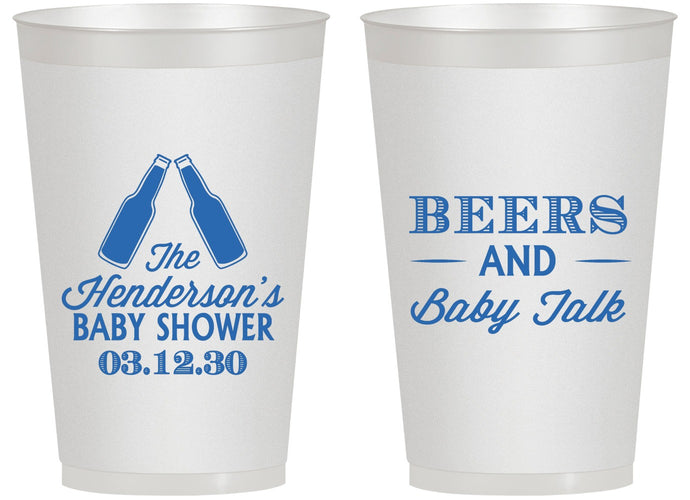 Personalized Baby Shower 14 oz Frosted Cups - Beers And Baby Talk | 90117