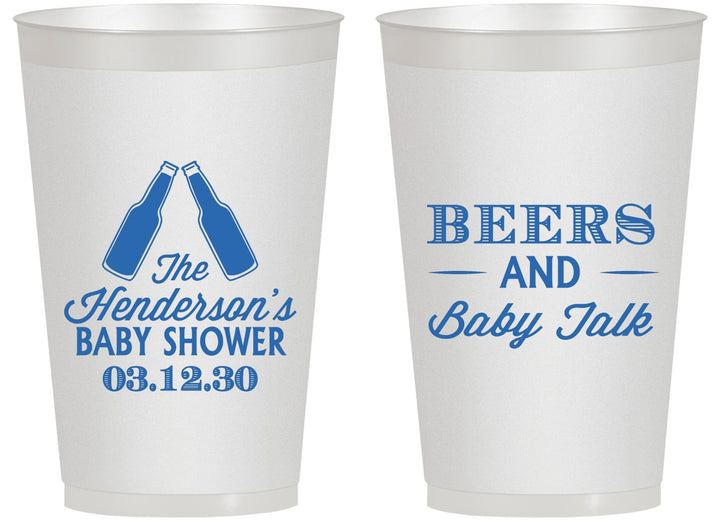 Personalized Baby Shower 14 oz Frosted Cups - Beers And Baby Talk | 90117