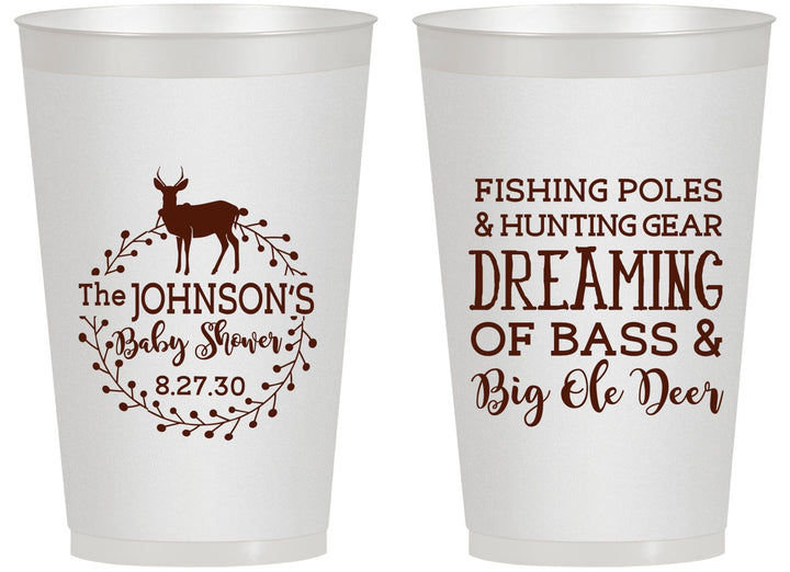 Personalized Baby Shower 14 oz Frosted Cups - Fishing Hunting | 90119