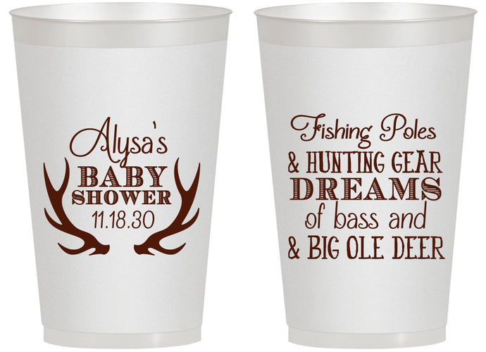Personalized Baby Shower 14 oz Frosted Cups - Bass Deer | 90120