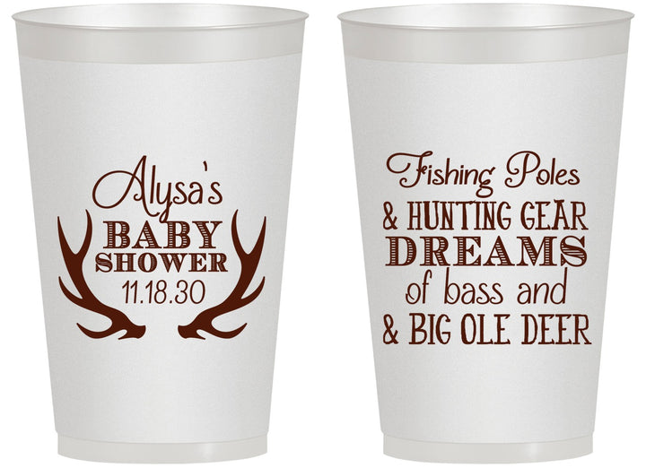 Personalized Baby Shower 14 oz Frosted Cups - Bass Deer | 90120
