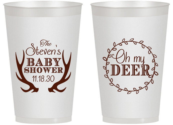 Personalized Baby Shower 14 oz Frosted Cups - Oh My Deer Christmas | 90121