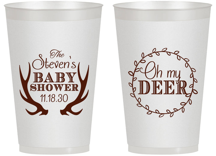 Personalized Baby Shower 14 oz Frosted Cups - Oh My Deer Christmas | 90121