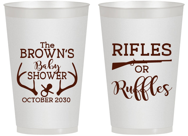 Personalized Baby Shower 14 oz Frosted Cups - Rifles Or Ruffles | 90122