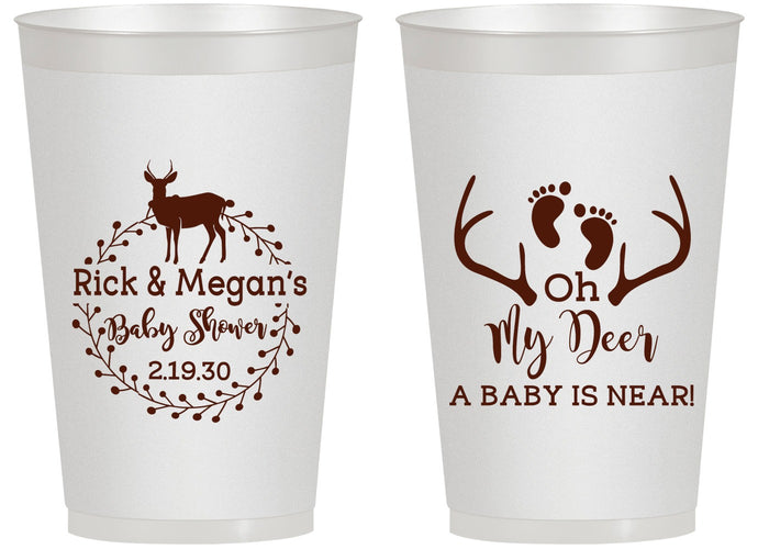 Personalized Baby Shower 14 oz Frosted Cups - Oh My Deer | 90123