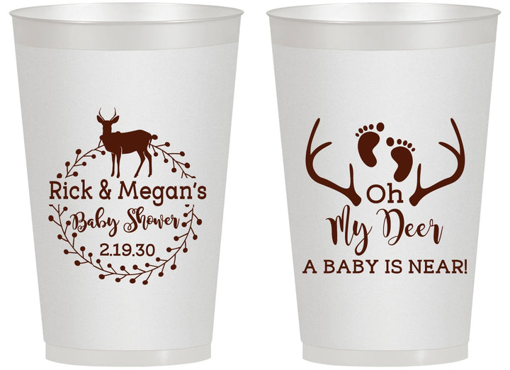 Personalized Baby Shower 14 oz Frosted Cups - Oh My Deer | 90123