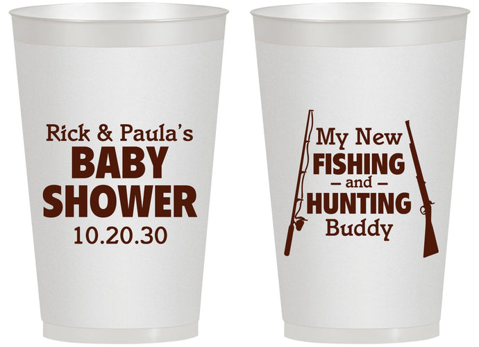 Personalized Baby Shower 14 oz Frosted Cups - Fishing Hunting | 90126