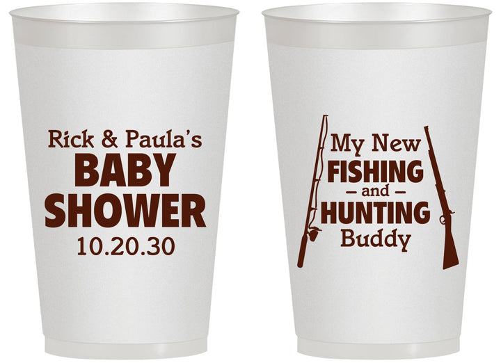 Personalized Baby Shower 14 oz Frosted Cups - Fishing Hunting | 90126