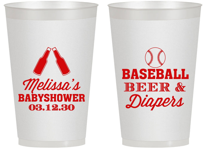 Personalized Baby Shower 14 oz Frosted Cups - Baseball Beer Diapers | 90132