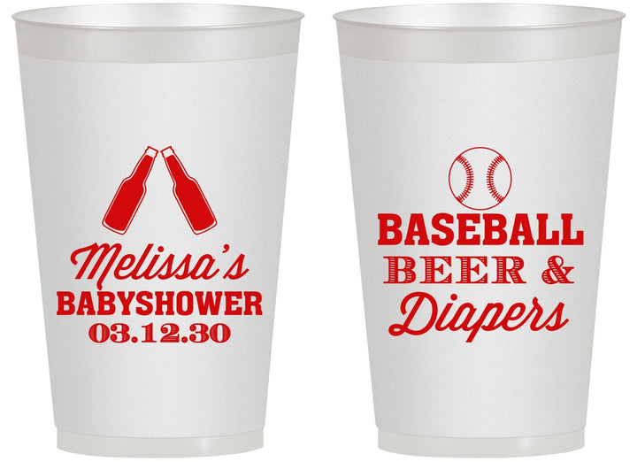 Personalized Baby Shower 14 oz Frosted Cups - Baseball Beer Diapers | 90132