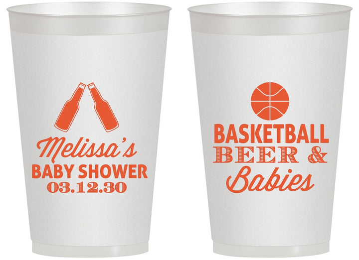 Personalized Baby Shower 14 oz Frosted Cups - Basketball Beer Babies | 90134
