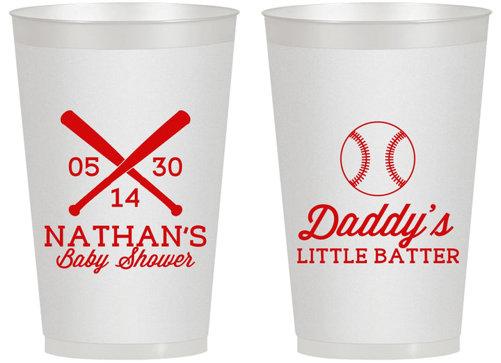 Personalized Baby Shower 14 oz Frosted Cups - Baseball Little Batter | 90136
