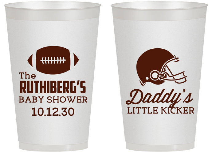 Personalized Baby Shower 14 oz Frosted Cups - Football Little Kicker | 90139