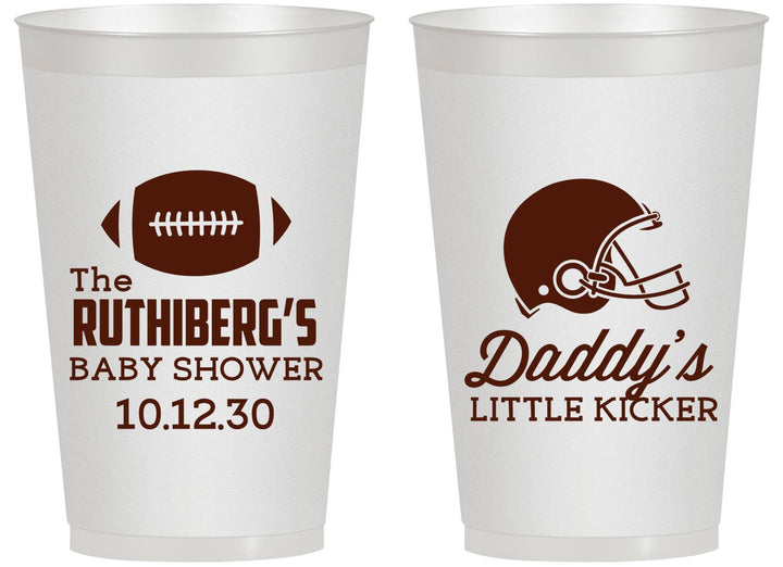 Personalized Baby Shower 14 oz Frosted Cups - Football Little Kicker | 90139