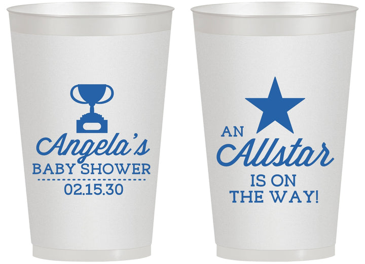 Personalized Baby Shower 14 oz Frosted Cups - Allstar On The Way | 90140