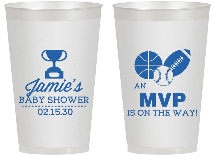 Personalized Baby Shower 14 oz Frosted Cups - Sports Mvp | 90141