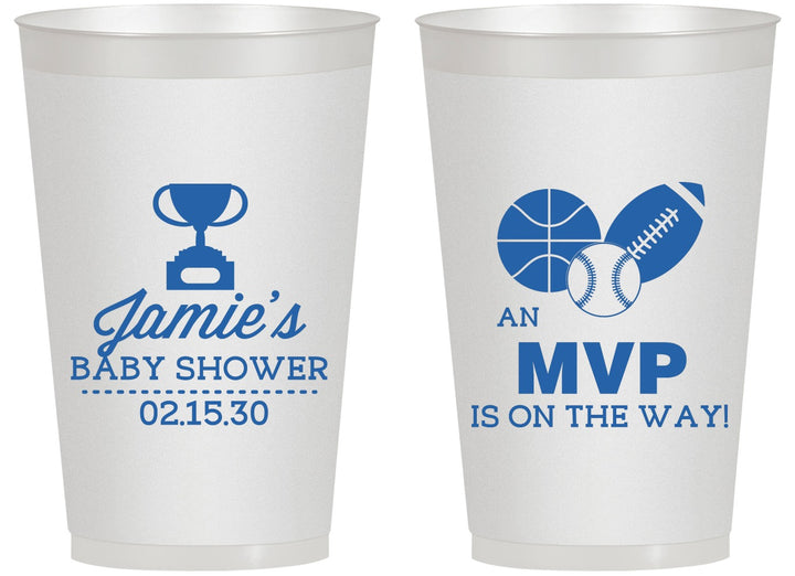 Personalized Baby Shower 14 oz Frosted Cups - Sports Mvp | 90141