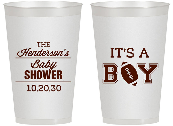 Personalized Baby Shower 14 oz Frosted Cups - Football | 90142