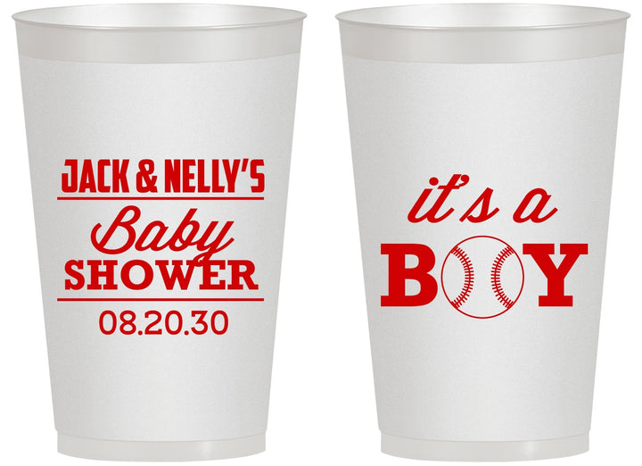 Personalized Baby Shower 14 oz Frosted Cups - Baseball Its A Boy | 90143