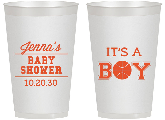 Personalized Baby Shower 14 oz Frosted Cups - Basketball Its A Boy | 90144