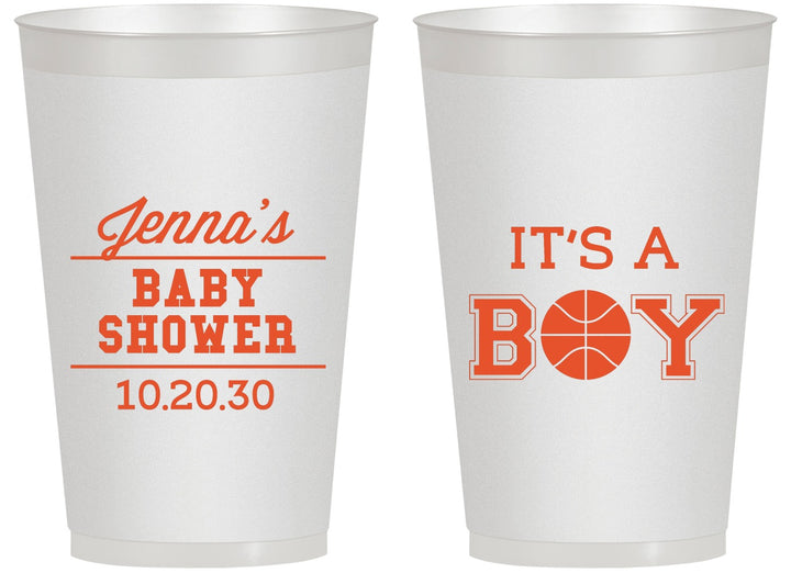 Personalized Baby Shower 14 oz Frosted Cups - Basketball Its A Boy | 90144