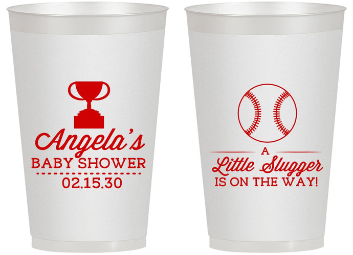 Personalized Baby Shower 14 oz Frosted Cups - Baseball Little Slugger | 90145