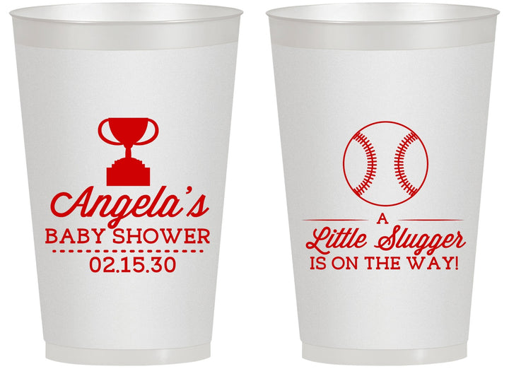 Personalized Baby Shower 14 oz Frosted Cups - Baseball Little Slugger | 90145