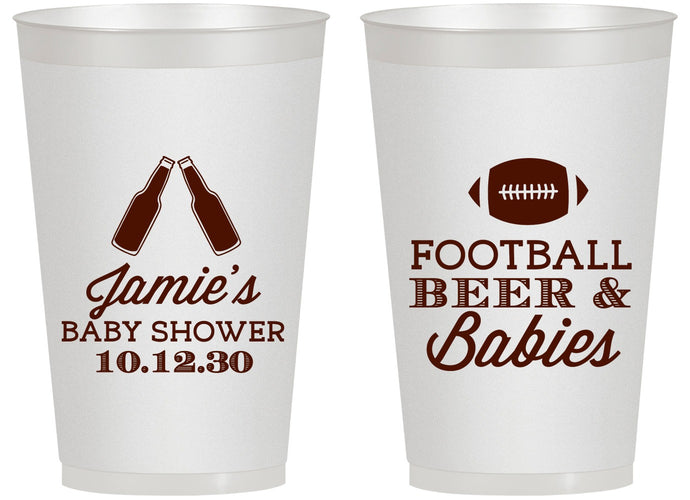 Personalized Baby Shower 14 oz Frosted Cups - Football Beer Babies | 90147