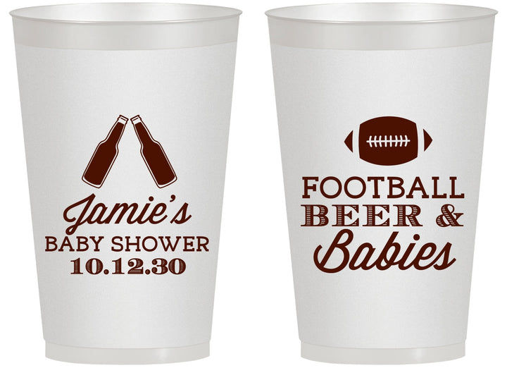 Personalized Baby Shower 14 oz Frosted Cups - Football Beer Babies | 90147