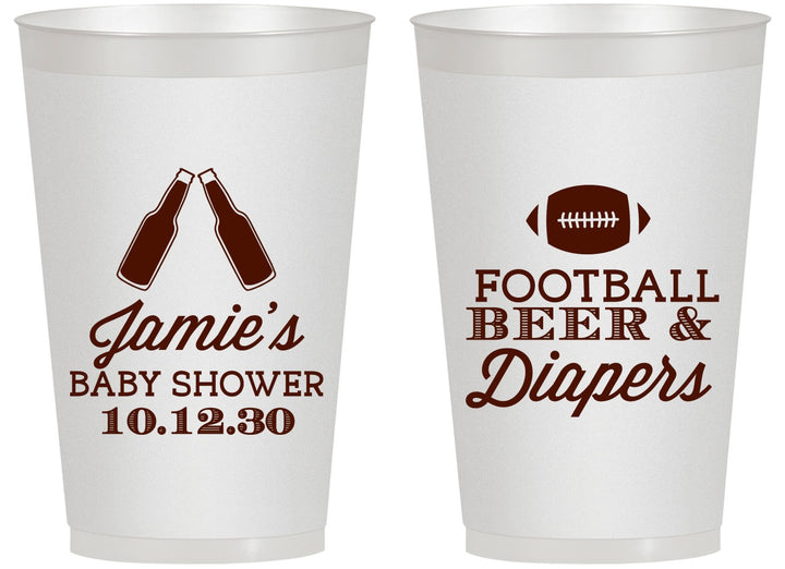 Personalized Baby Shower 14 oz Frosted Cups - Football Beer Diapers | 90148