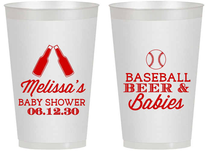 Personalized Baby Shower 14 oz Frosted Cups - Baseball Beer Diapers | 90149