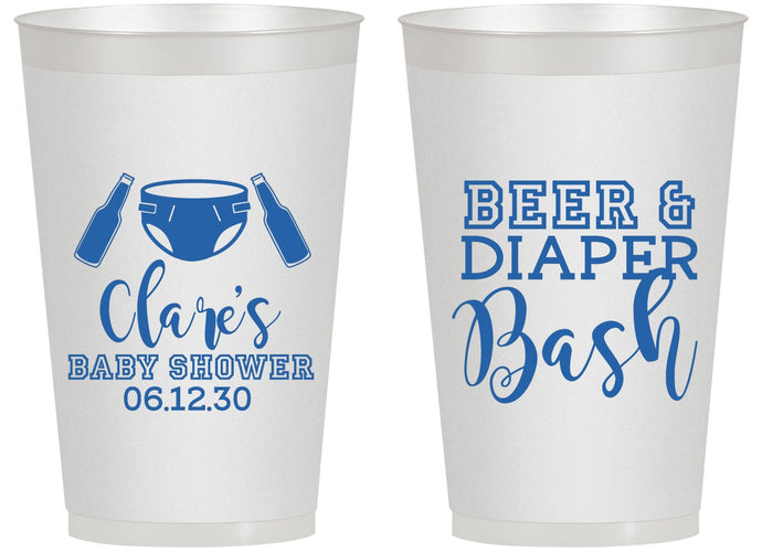 Personalized Baby Shower 14 oz Frosted Cups - Beer Diapers Bash | 90151