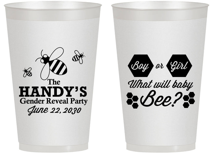 Personalized Baby Shower 14 oz Frosted Cups - Gender Reveal Bee | 90152