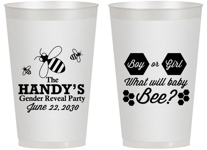 Personalized Baby Shower 14 oz Frosted Cups - Gender Reveal Bee | 90152