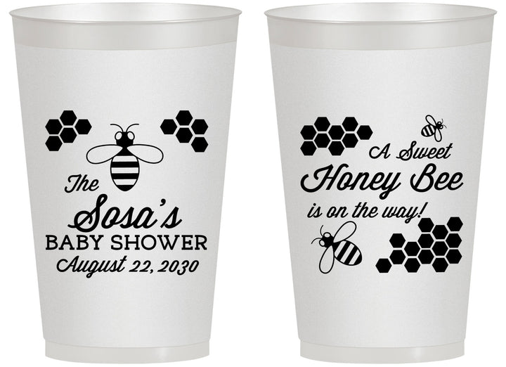 Personalized Baby Shower 14 oz Frosted Cups - Honey Bee | 90154