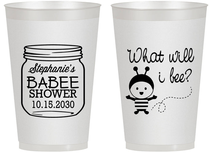 Personalized Baby Shower 14 oz Frosted Cups - What Will I Bee | 90156