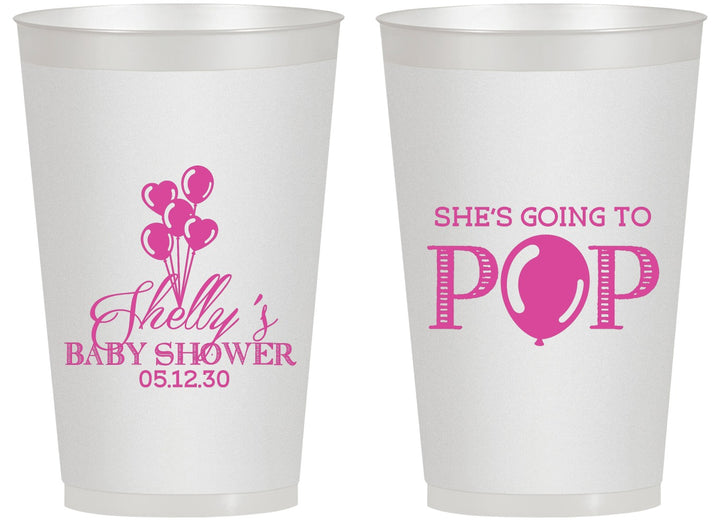 Personalized Baby Shower 14 oz Frosted Cups - Shes Going To Pop | 90157
