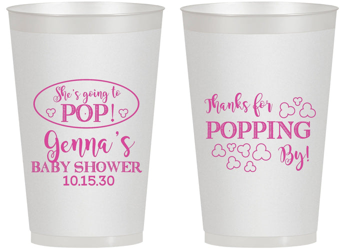 Personalized Baby Shower 14 oz Frosted Cups - Popping By | 90158
