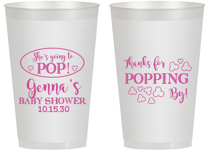 Personalized Baby Shower 14 oz Frosted Cups - Popping By | 90158