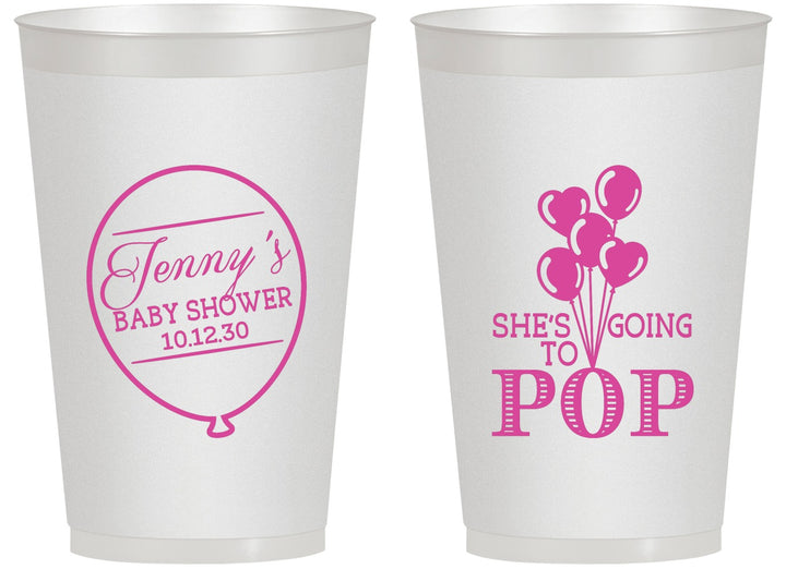 Personalized Baby Shower 14 oz Frosted Cups - Shes Going To Pop | 90160