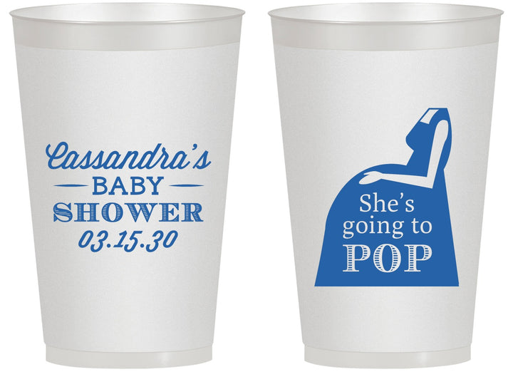 Personalized Baby Shower 14 oz Frosted Cups - Shes Going To Pop | 90161