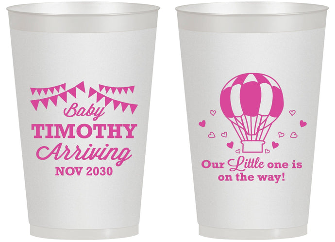 Personalized Baby Shower 14 oz Frosted Cups - Hot Air Balloon | 90162