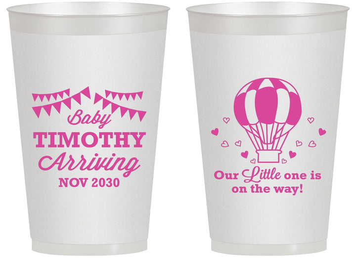 Personalized Baby Shower 14 oz Frosted Cups - Hot Air Balloon | 90162