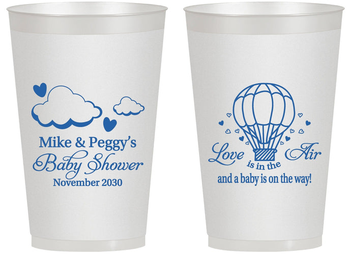 Personalized Baby Shower 14 oz Frosted Cups - Love Is In The Air | 90163