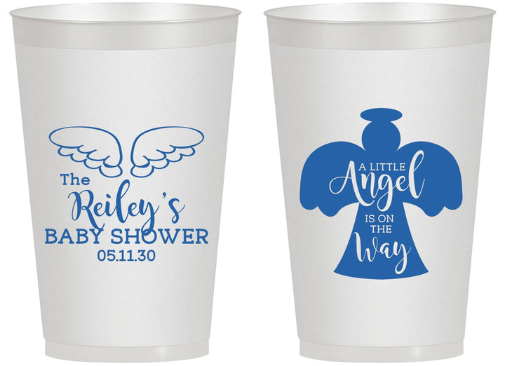Personalized Baby Shower 14 oz Frosted Cups - Angel On The Way | 90165