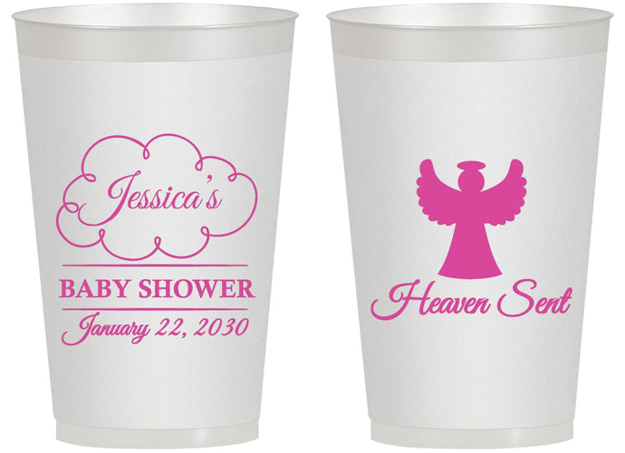 Personalized Baby Shower 14 oz Frosted Cups - Heaven Sent | 90166