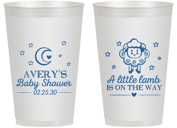 Personalized Baby Shower 14 oz Frosted Cups - Little Lamb On The Way | 90167