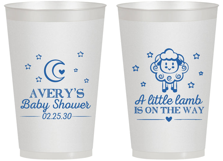 Personalized Baby Shower 14 oz Frosted Cups - Little Lamb On The Way | 90167